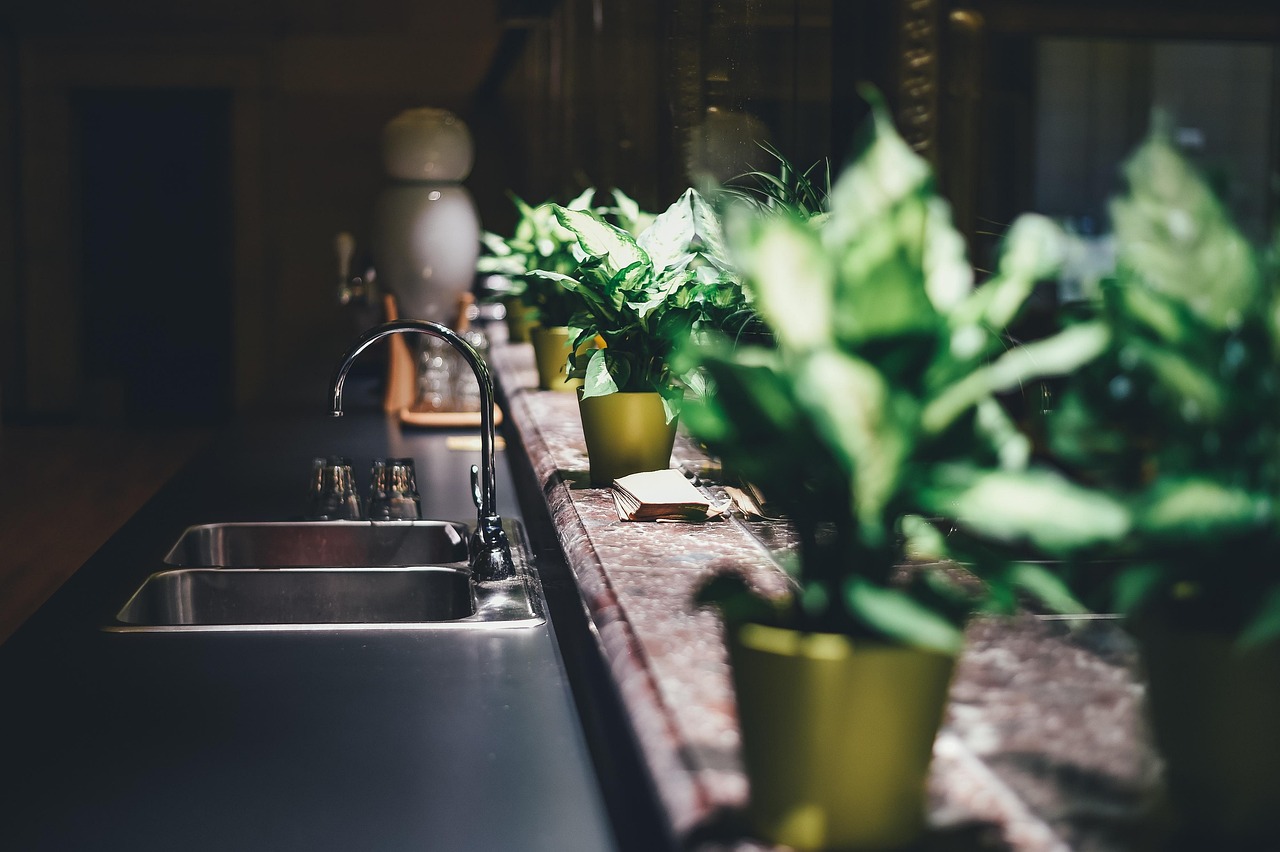 Brushed nickel faucet over an undermount sink